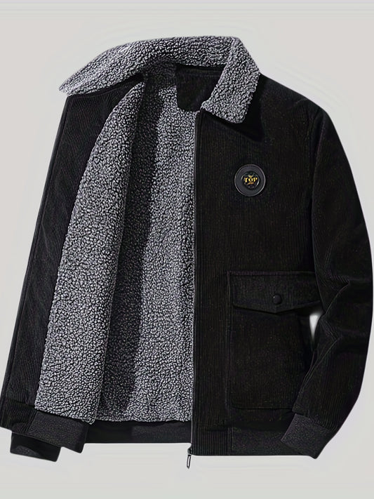 Men's Casual Corduroy Flap Pocket Jacket Coat