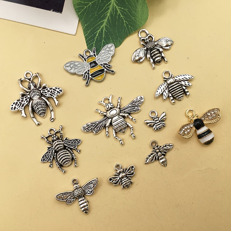 20pcs Antique Silver Bee Shape Charms Pendants for DIY Jewelry Making