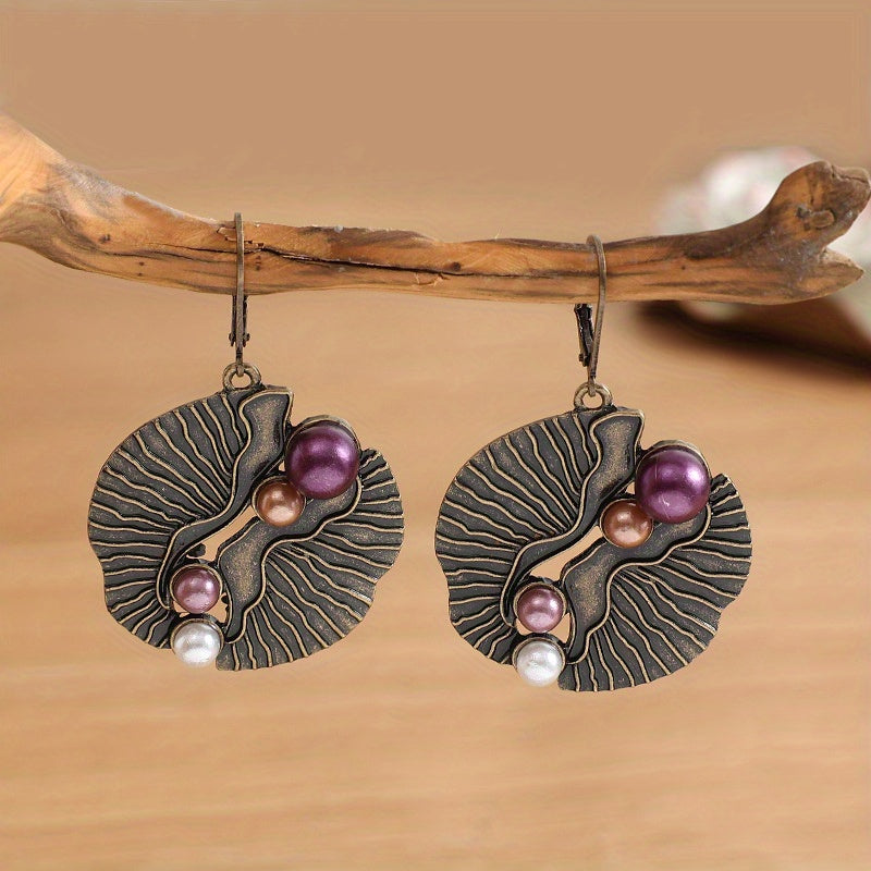 Exaggerated Shell Fan Earrings with Faux Pearls