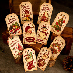 50pcs Vintage Christmas Holiday Blessing Card Santa Snowman Print Gift Tag