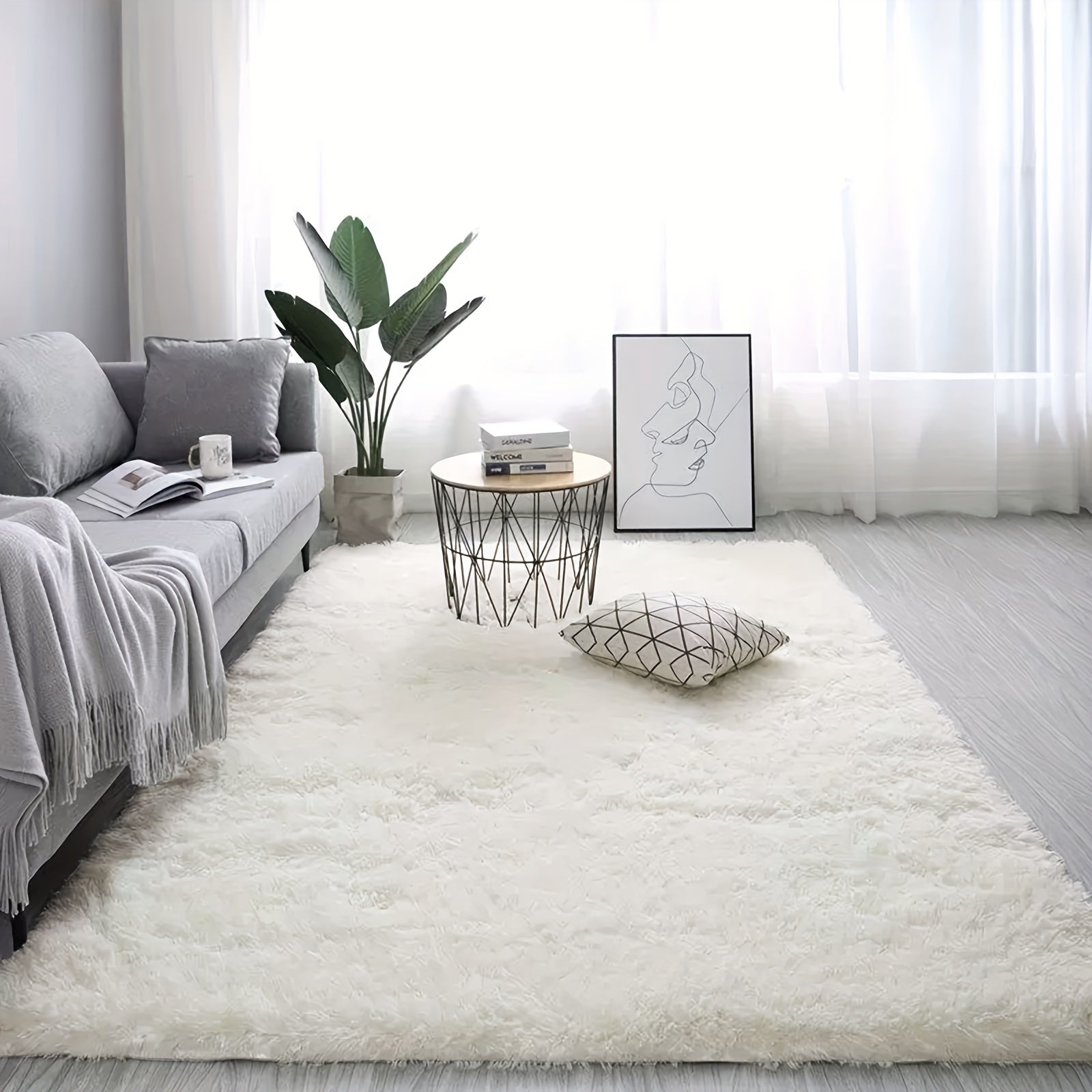 Ultra Soft Plush Rug Non Slip Fluffy Shaggy Rug Waterproof Throw Rugs