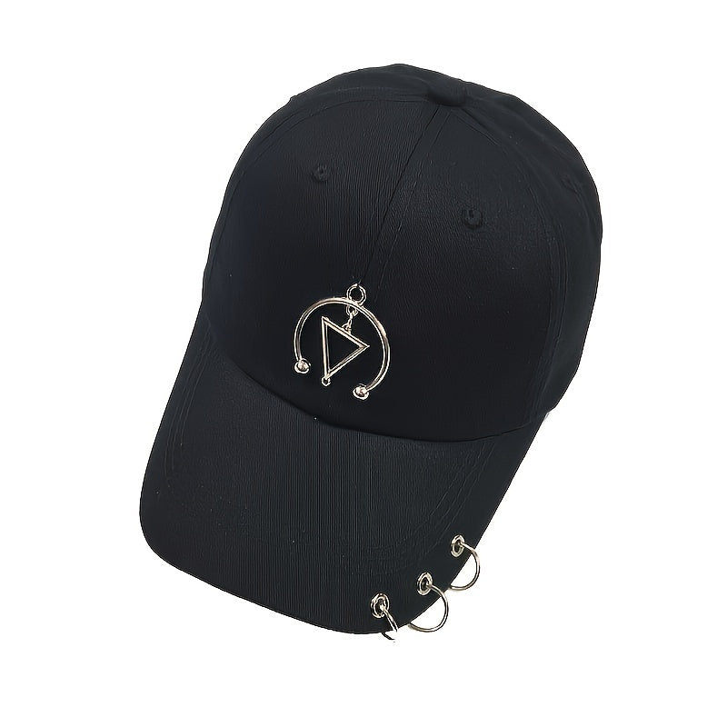 Men's Hip Hop Hat With Three Ring Iron Buckle