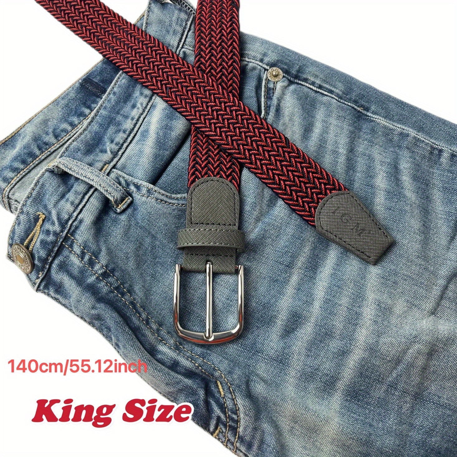 Men's Braided Stretch Belt Alloy Pin Buckle Casual Jeans Belt