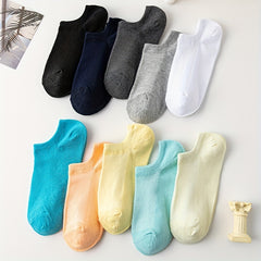 10 Pairs Women's Low Cut Ankle Socks Soft & Lightweight Solid Socks