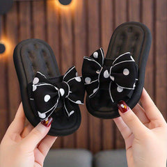 Girls Bowknot Slippers Non Slip Lightweight Open Toe Slippers for Indoor Outdoor