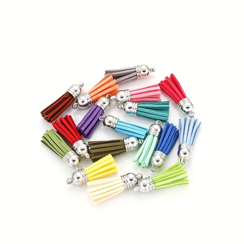 20pcs 38mm Leather Tassel Fringe Keychain Strap Fiber Suede Tassel Key Chains