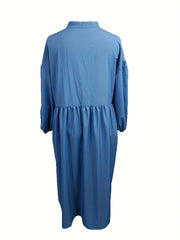  Casual Abaya Dress Women's Plus Solid Lantern Sleeve Maxi Dress