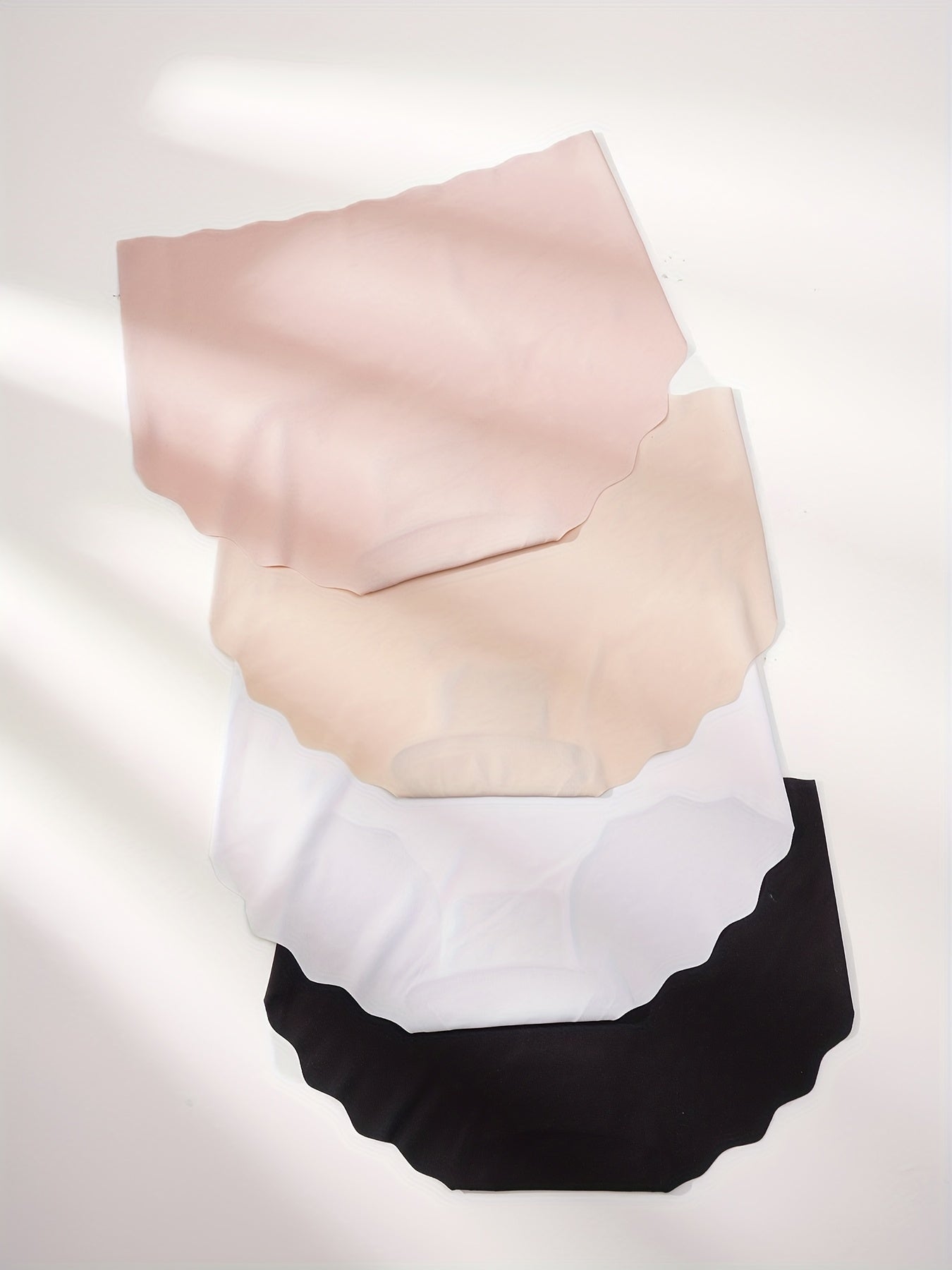 4pcs Seamless Scallop Trim Briefs Women's Panties