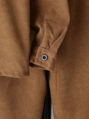 Boy's Corduroy 2pcs Shirt & Cargo Pants Set Solid Long Sleeve Top