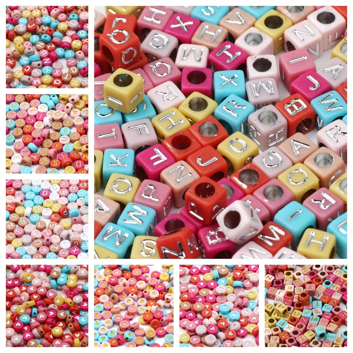 100pcs Mixed Acrylic Heart Letter Beads for DIY Jewelry Making