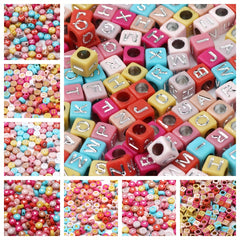 100pcs Mixed Acrylic Heart Letter Beads for DIY Jewelry Making