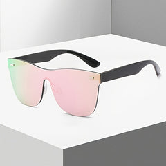 Oversize Rimless Sunglasses One Piece Mirror Colorful Lens UV400