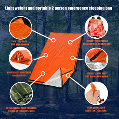 2pcs Emergency Sleeping Bag Windproof Waterproof Blanket