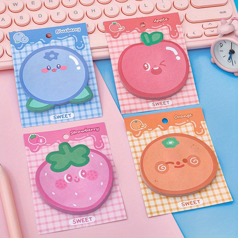 4pcs Cartoon Fruit Sticky Notes Pack for Home Office and School