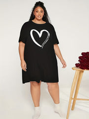  Heart Print Comfort T-shirt Dress