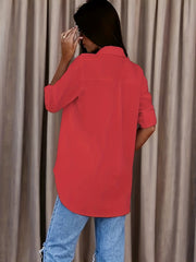  Formal Shirt Women's Plain Long Sleeve Turn Down Collar Button Up