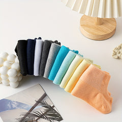 10 Pairs Women's Low Cut Ankle Socks Soft & Lightweight Solid Socks