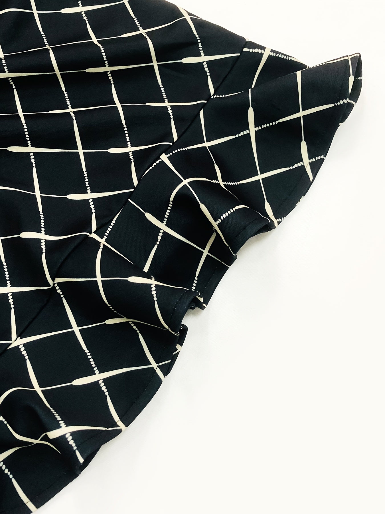  Argyle Print High Rise Ruffle Trim Bodycon Midi Skirt