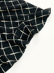  Argyle Print High Rise Ruffle Trim Bodycon Midi Skirt