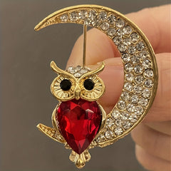 Owl Moon Brooch Men Animal Pin Clothing Fixed Buckle Pin Brooch Gift