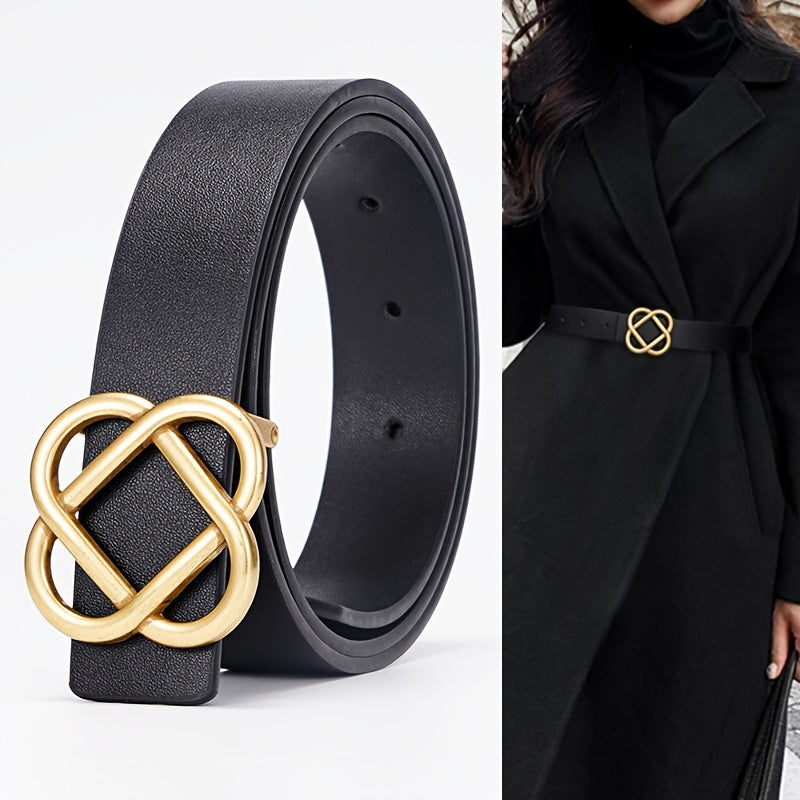 Women's Leather Belt Flower Shaped Buckle Dress Sweater Coat Suit Jeans