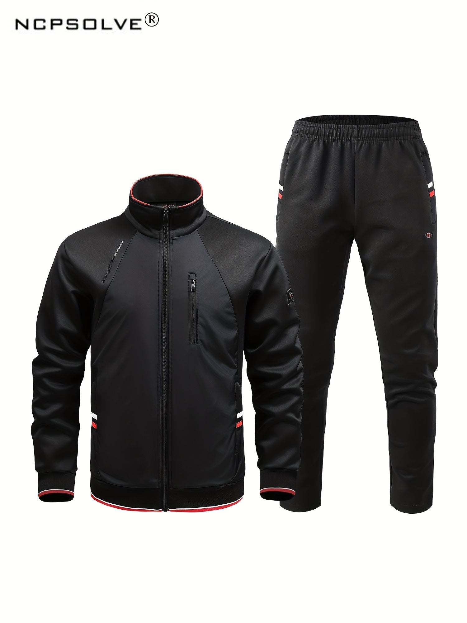 Men's Sports Suit Stand Collar Zip Up Jacket & Shorts