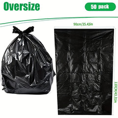 50pcs Heavy Duty Garbage Bags Contractor Bulk Plastic Bags
