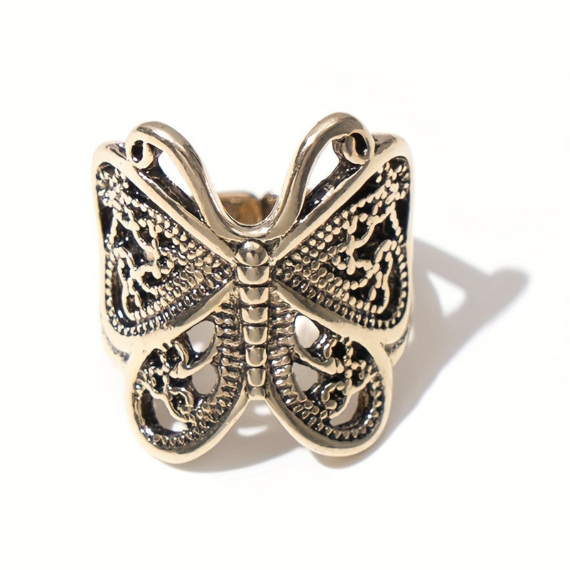 Vintage Butterfly Ring For Men Open Adjustable Casual Jewelry Gift