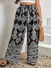  Boho Pants Women's Plus Tribal Print Wide Leg Loose Trousers