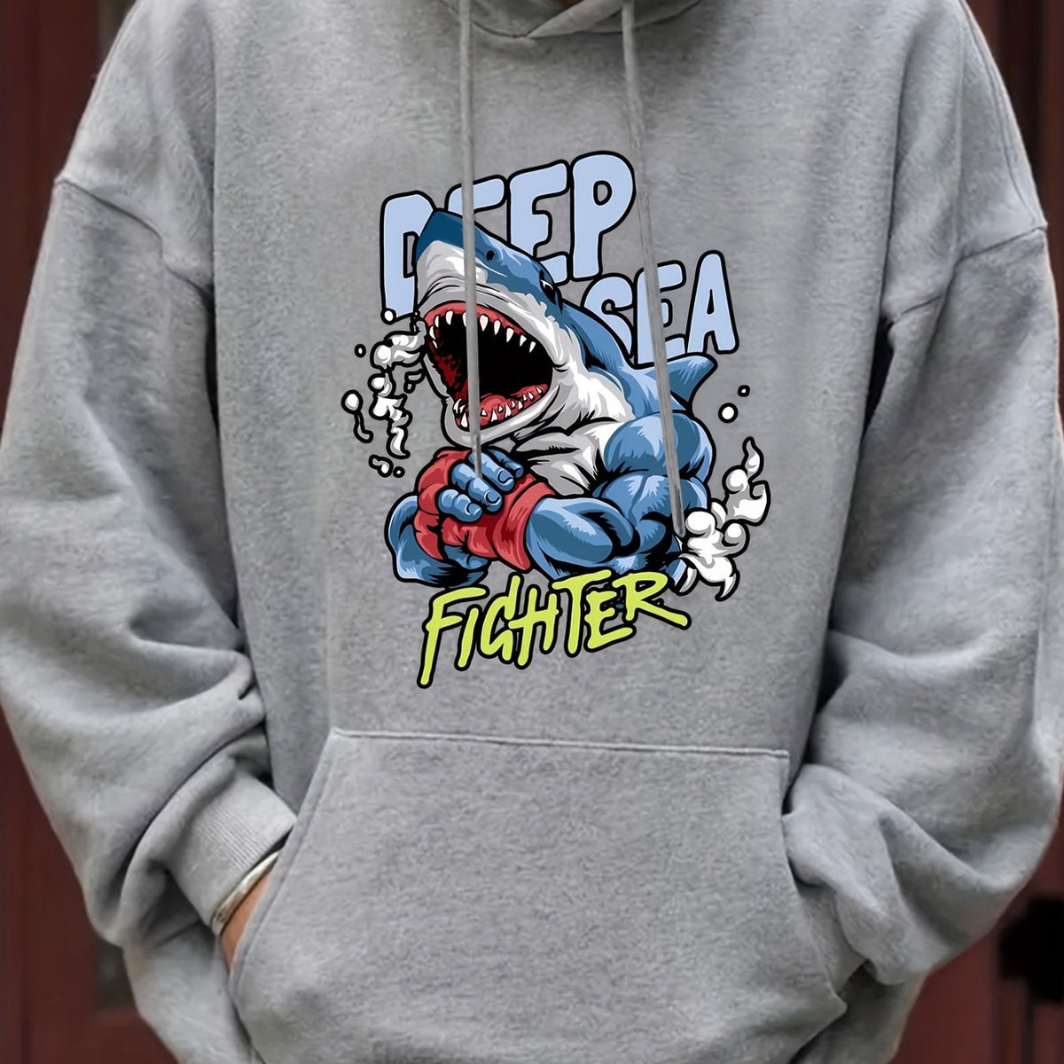 Men's Shark Boxer Print Hooded Sweatshirt Long Sleeve Personalized Hoodie