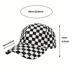Men's Checkerboard Baseball Cap Soft Top Summer Sun Hat
