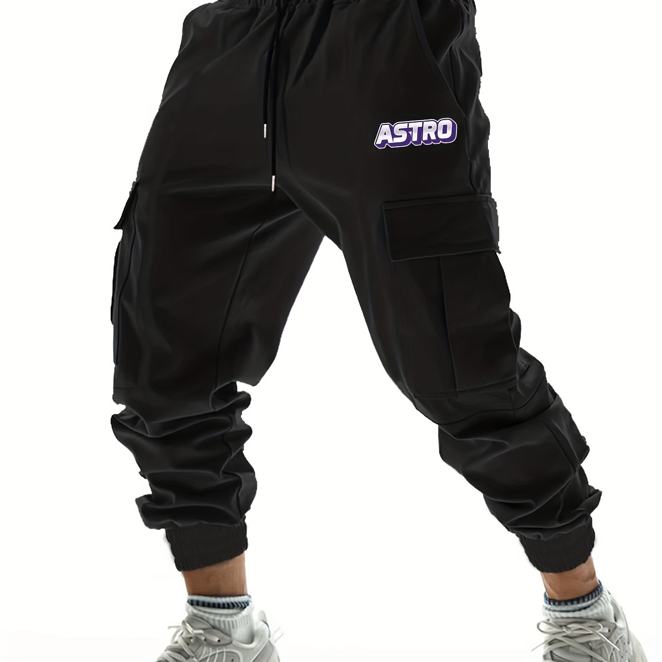 Astro Letter Print Cargo Joggers Men's Pants Drawstring