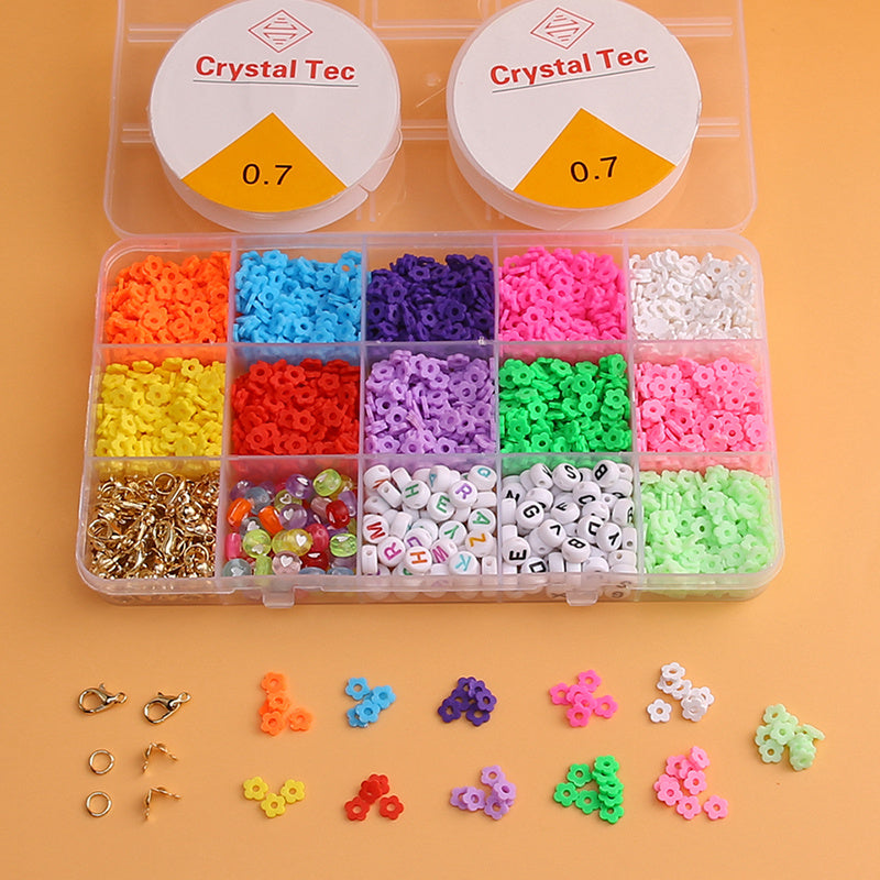 Colorful Beads Set with Elastic Threads and Tweezers