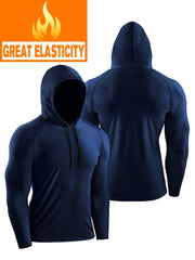Men's Workout Hooded Shirt Active Mid Stretch Breathable Quick Dry Sports Shirt