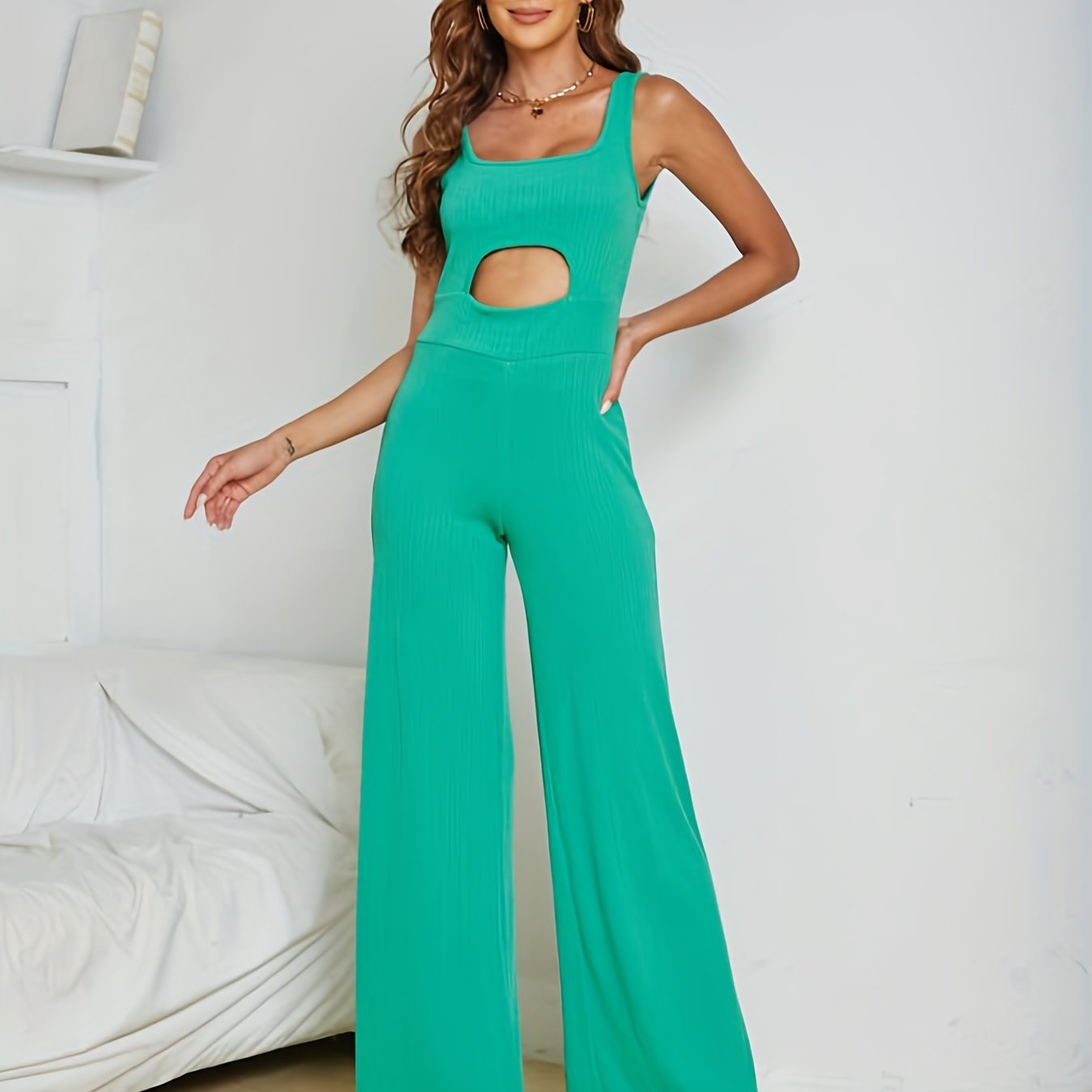 Sleeveless Wide Leg Jumpsuit Sexy Backless Design