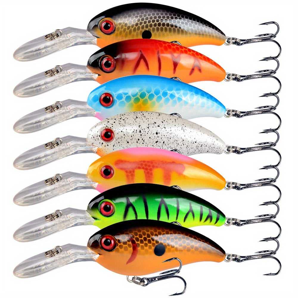 7pcs Crankbait Fishing Lures 3.94in 14g Treble Hooks