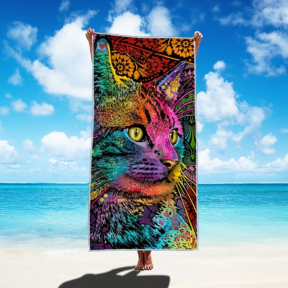 Doodle Cat Beach Towel Quick Drying Soft Absorbent Towel