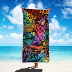 Doodle Cat Beach Towel Quick Drying Soft Absorbent Towel