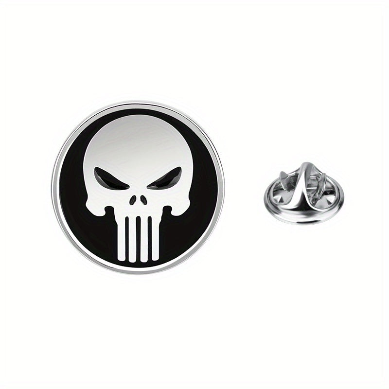 Silver Skull Brooch Pin Dripping Oil Halloween Decoration