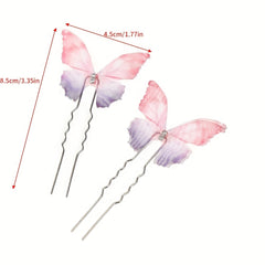 Colorful Butterfly Hairpin Ponytail Holder Bun Headwear for Women