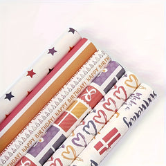 6pcs Colorful Cartoon Birthday Gift Wrapping Paper Roll