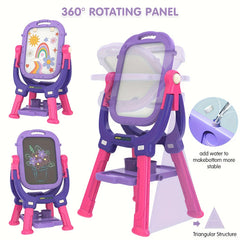 Kids Adjustable Standing Art Easel with Magnetic Drawing Board