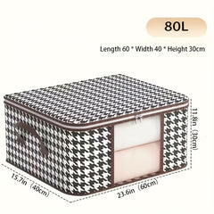 Large Houndstooth Pattern Box Zipper Clothes Organizer
