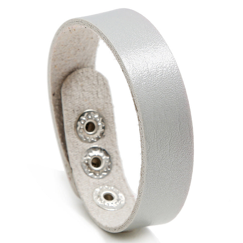 Adjustable Leather Bracelet Cuff Wristband