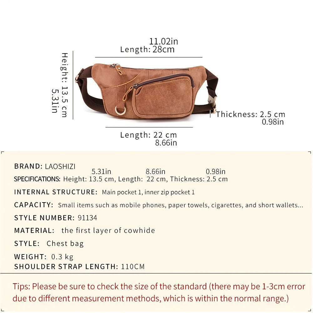 Men's Leather Waist Bag Outdoor Mobile Phone Chest Bag