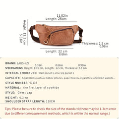 Men's Leather Waist Bag Outdoor Mobile Phone Chest Bag