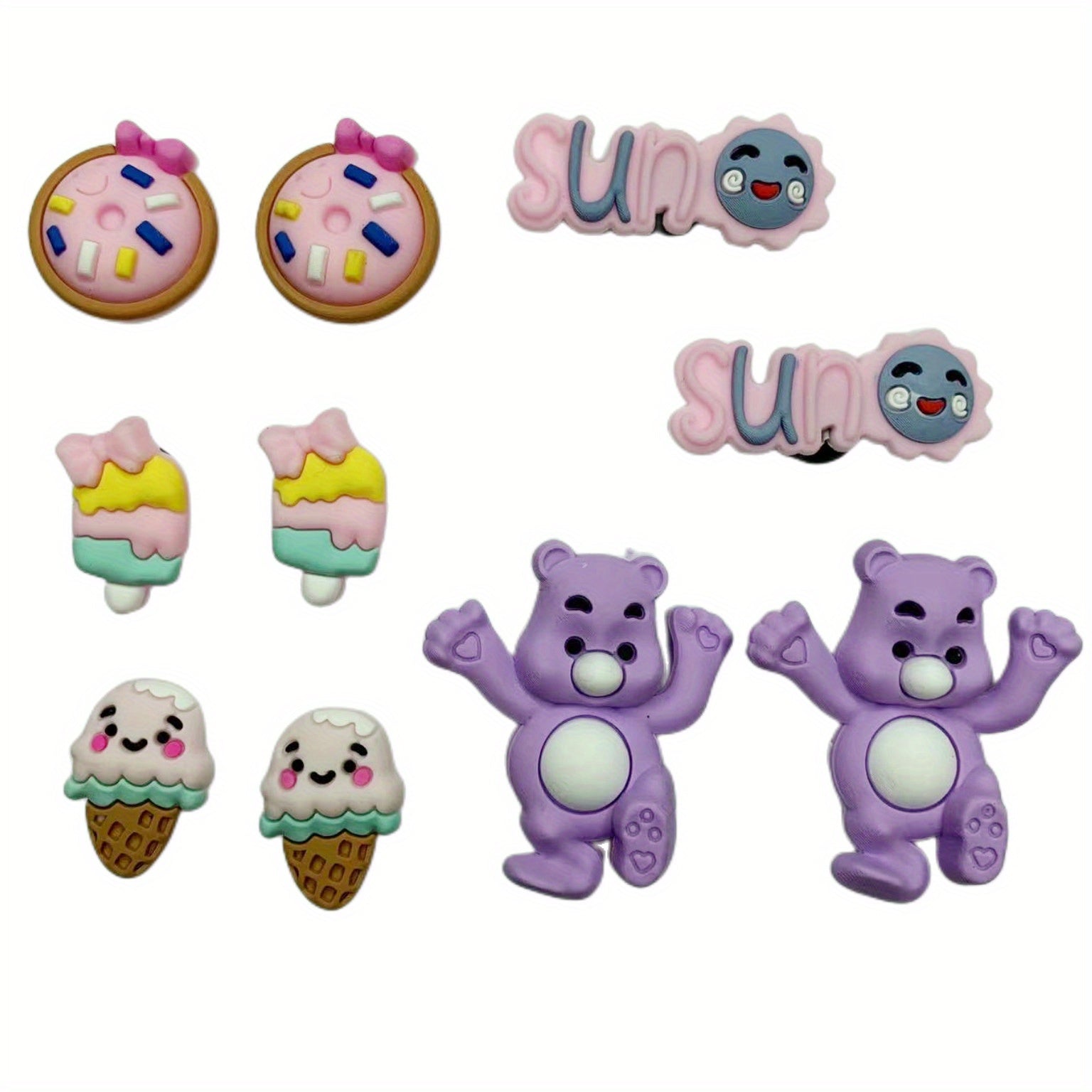 Purple Bear Cartoon Shoe Charms for Clogs Garden Shoes Decoration