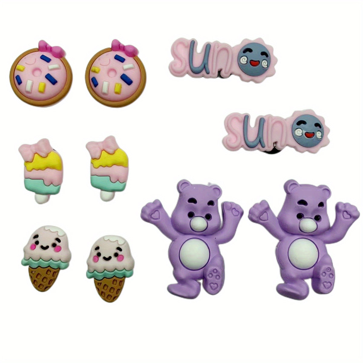 Purple Bear Cartoon Shoe Charms for Clogs Garden Shoes Decoration