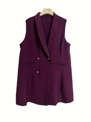  Solid Button Shawl Collar Blazer