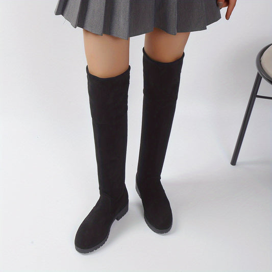 Women's Over The Knee Boots Lace Up Block Heels Comfy Slip On Long Boots